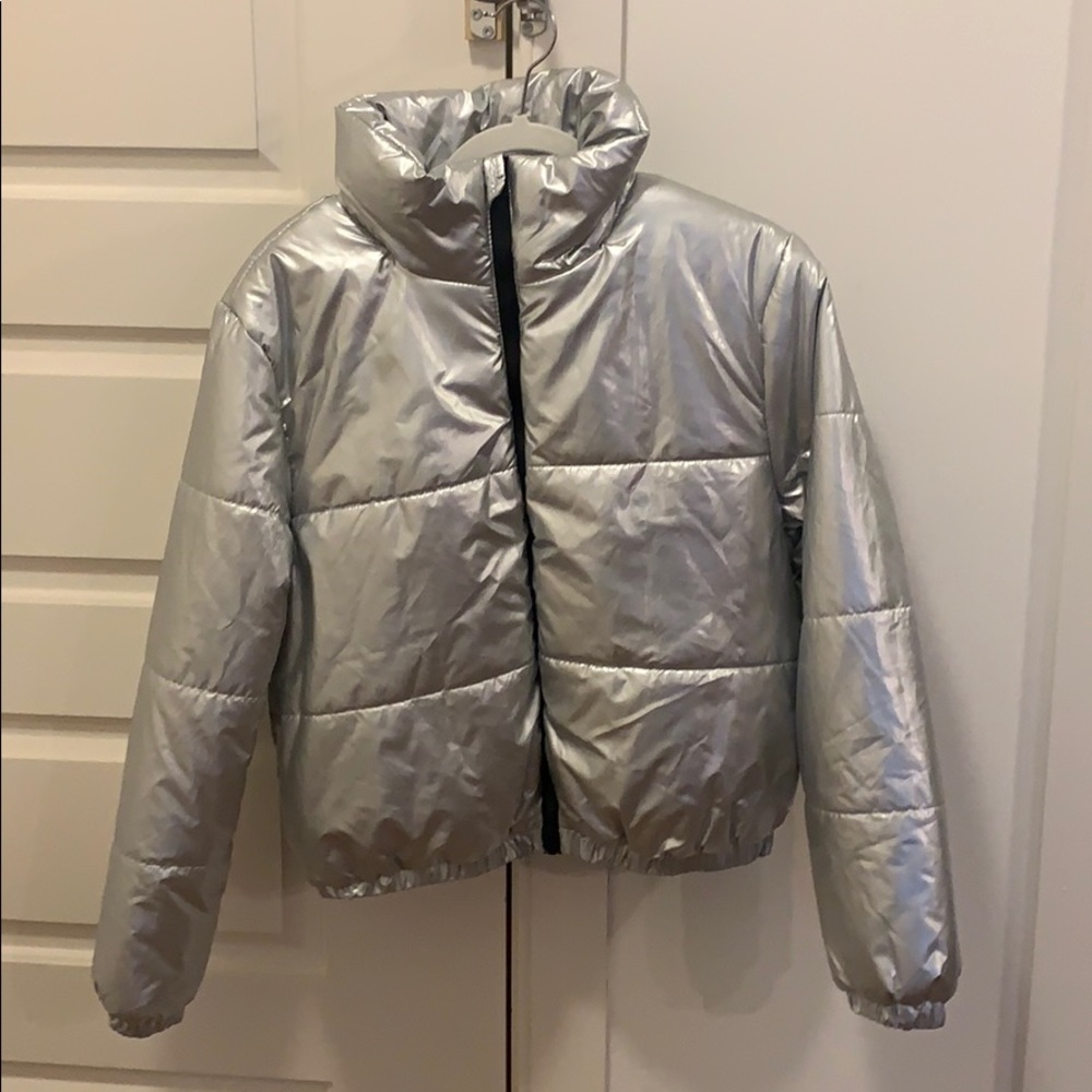 NWT Wild Fable Silver Puffer Coat